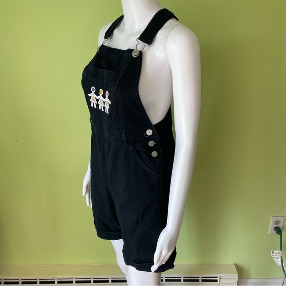 VINTAGE 90s NEW LEGENDS BLACK HOLOGRAPHIC PEOPLE OVERALLS SIZE XL RAVER TRENDY - Picture 6 of 7